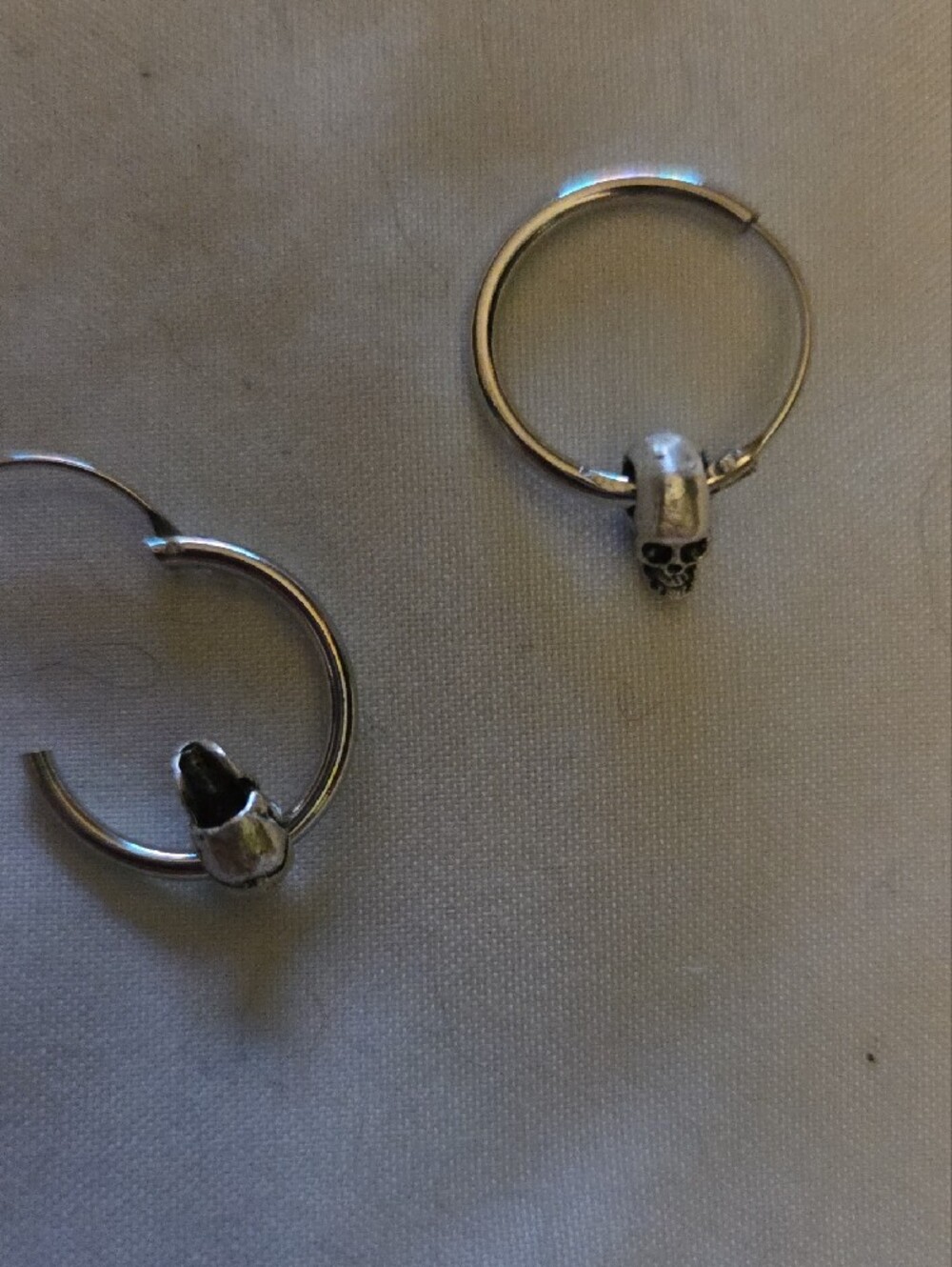 Sterling Silver Skull Hoop Earrings - Women Jewelry - Picture 3 of 5